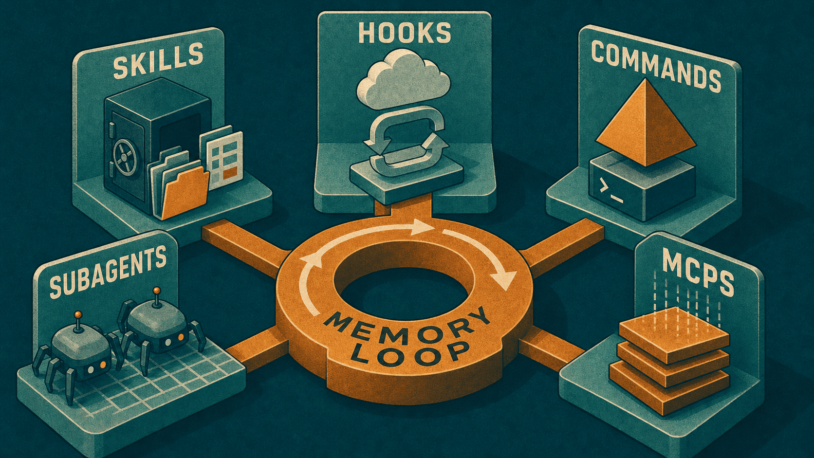 Hero illustration for Skills, Hooks, and Orchestration: Cursor Customize With an Obsidian Memory Loop