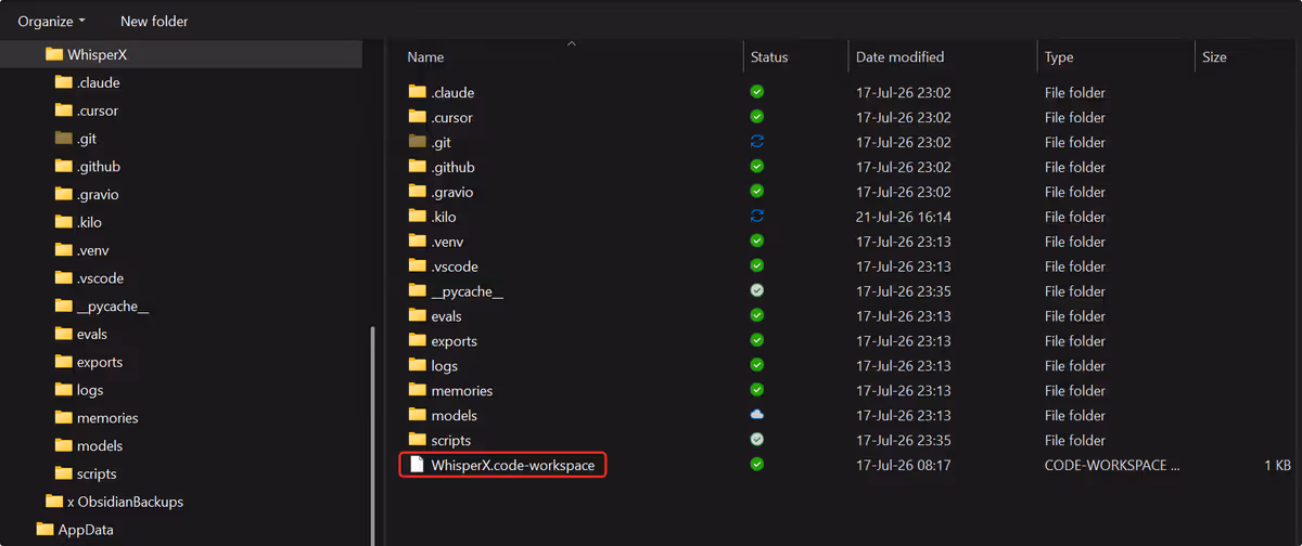 Cursor workspace switcher showing separate project contexts.